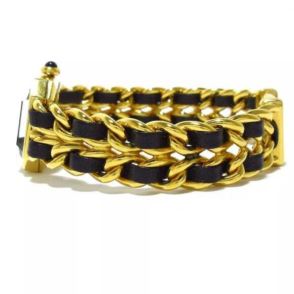 100% Authentic CHANEL Premiere Gold Black Women's Wrist Watch 1464-100524 - Picture 3 of 12